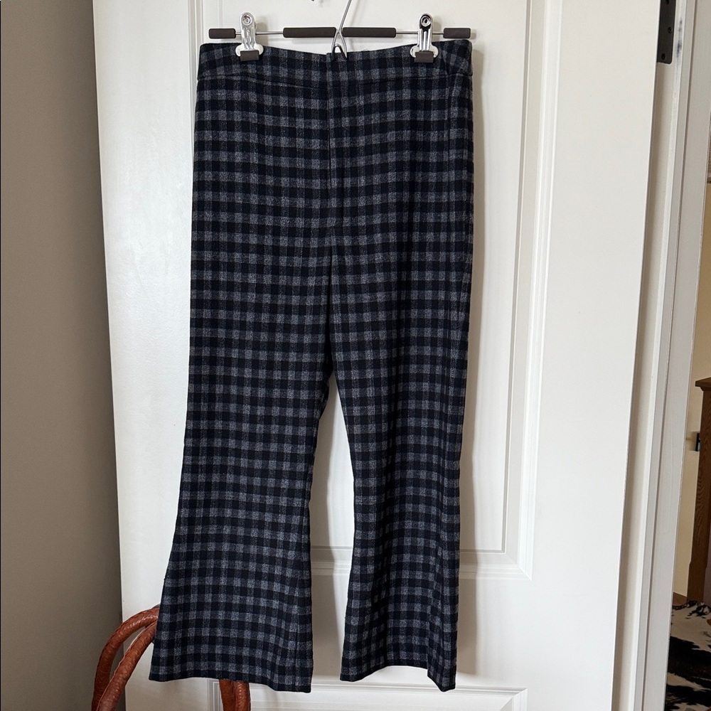 Smythe Black and Gray Plaid Flare Pants